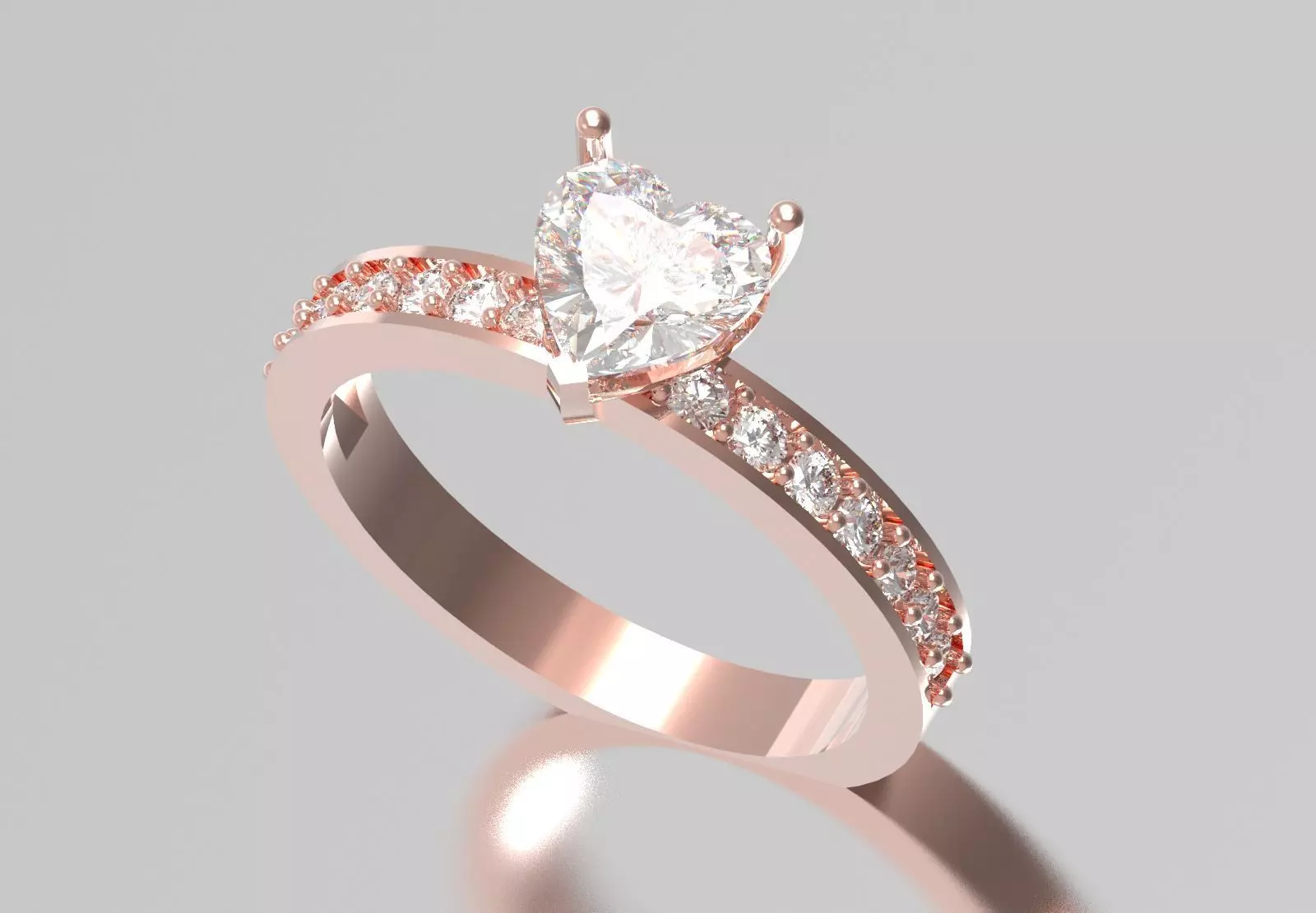 Heart Cut Solitaire with Diamond Set Shoulders sr0110 3D print model_12