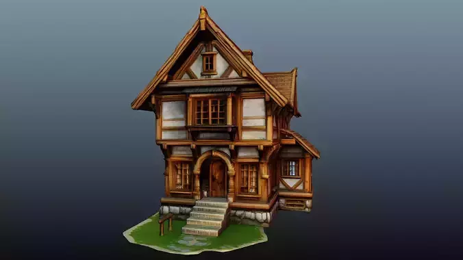 Mediaval fantasy house High-Poly