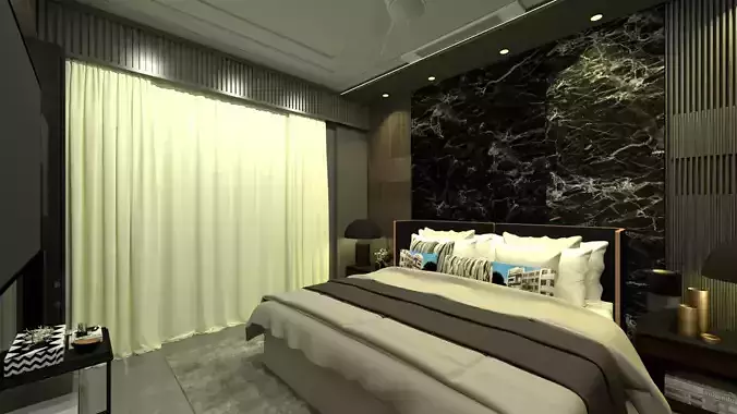 Modern Luxury Dark Bedroom Interior 