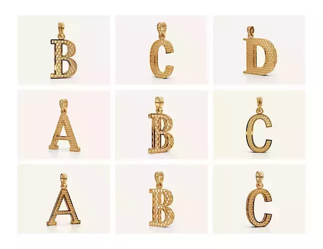 Turkey Filigree Letter A to Z Pendant Collection  3D Models