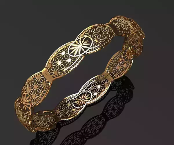 1243 Inlay Filigree Bangle 6gm