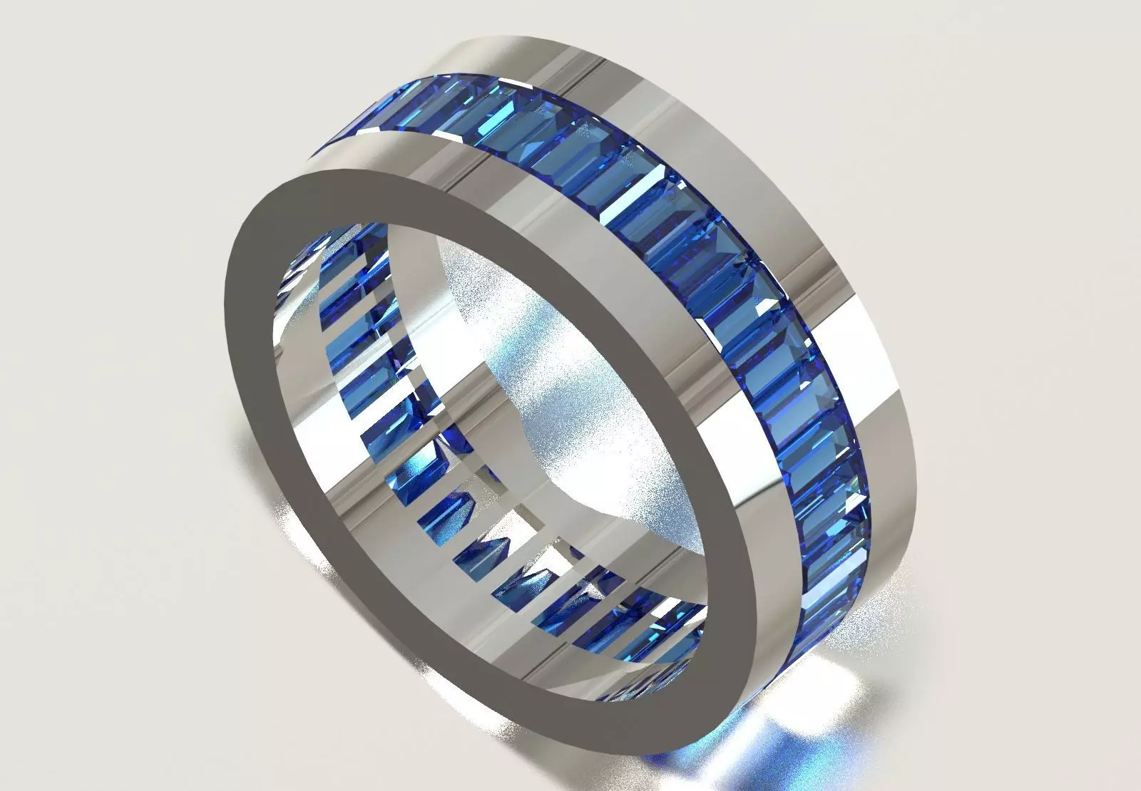 Baget Cut Diamond Eternity STL 3D Band in Gold rr0057 3D print model_12