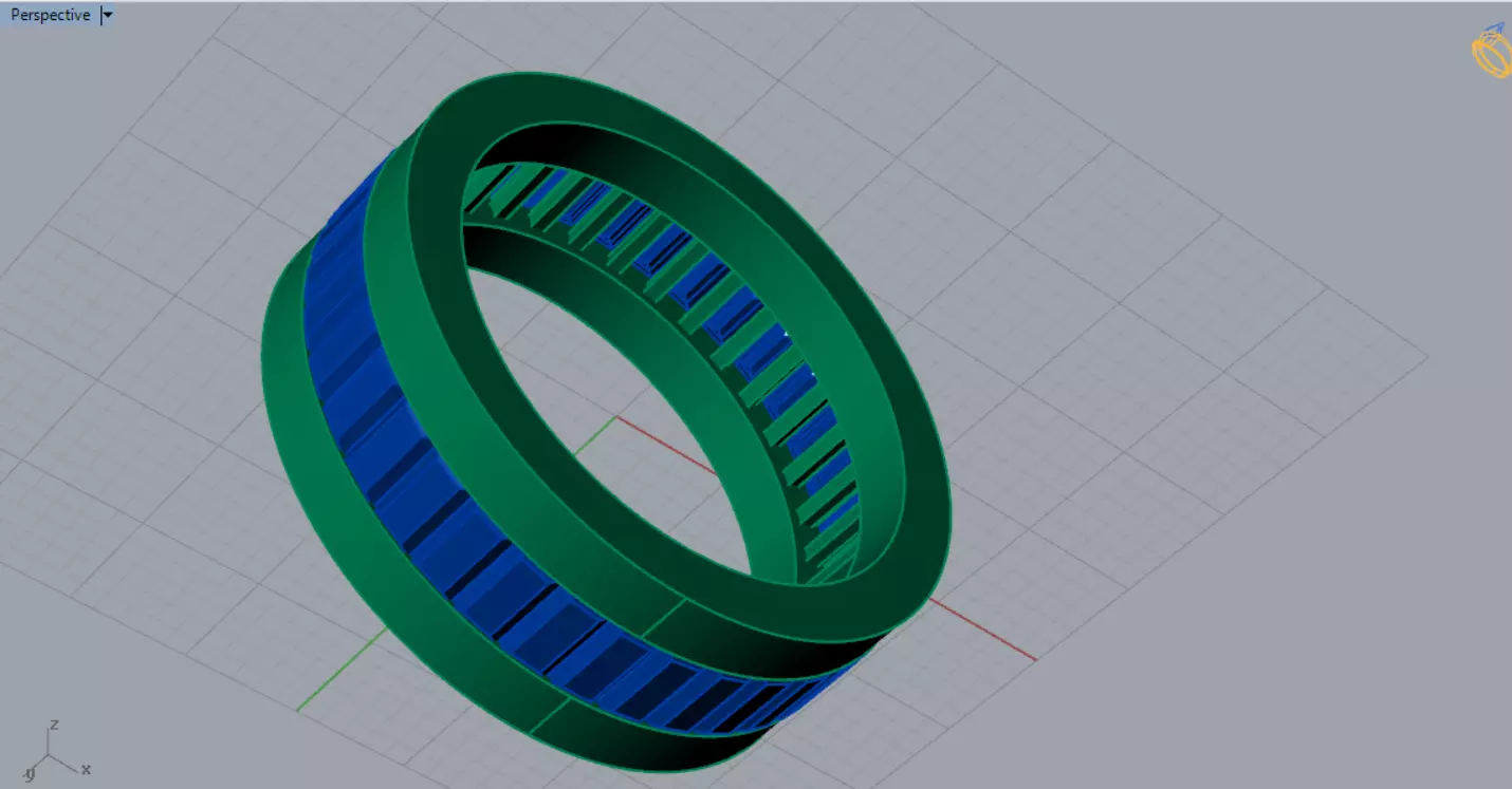 Baget Cut Diamond Eternity STL 3D Band in Gold rr0057 3D print model_10