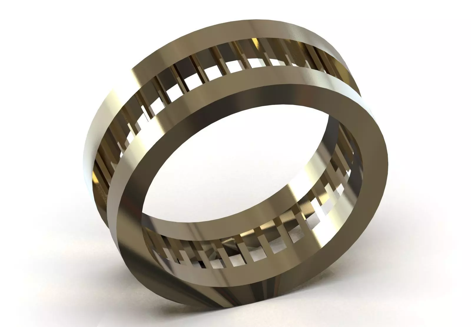 Baget Cut Diamond Eternity STL 3D Band in Gold rr0057 3D print model_11