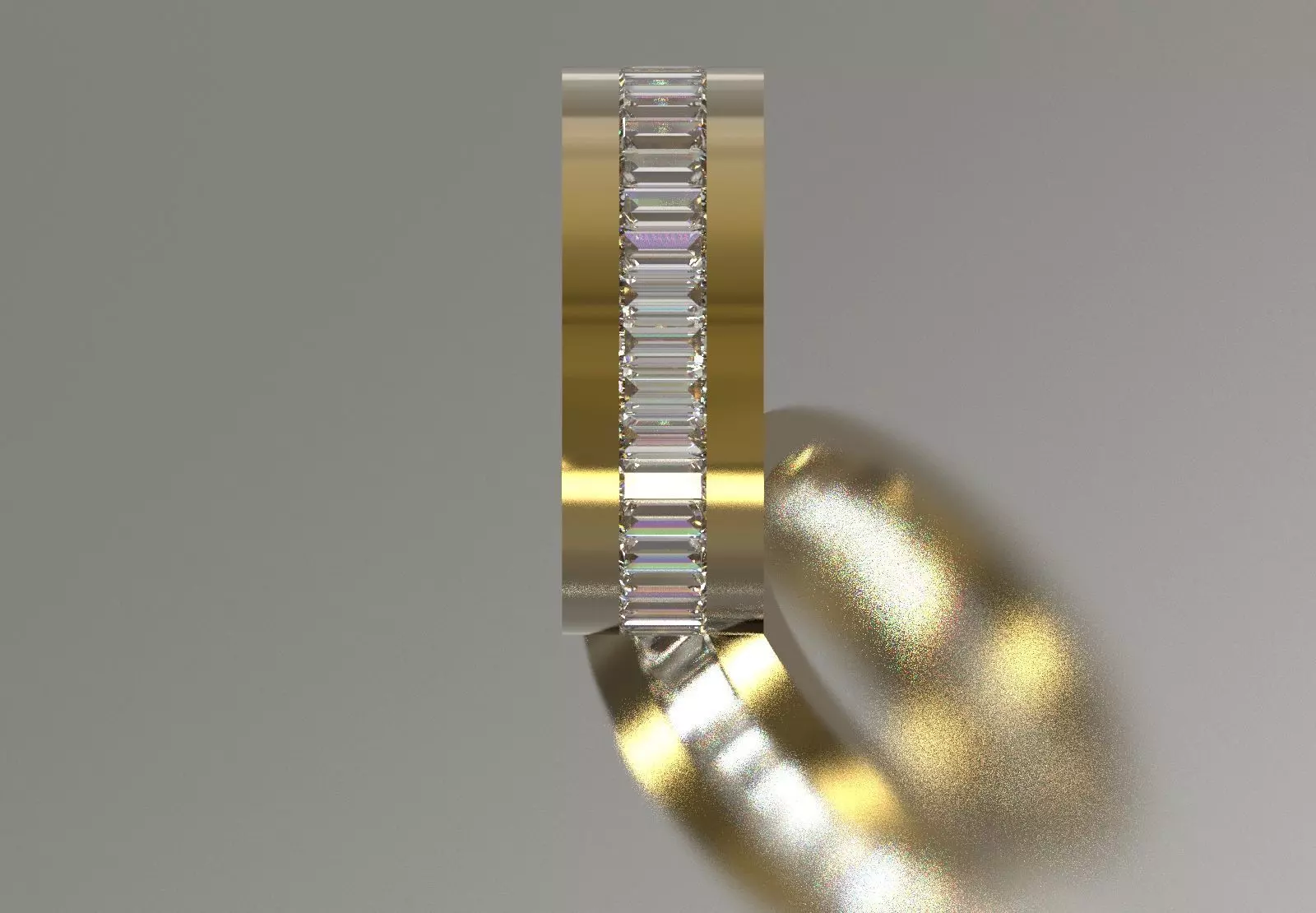 Baget Cut Diamond Eternity STL 3D Band in Gold rr0057 3D print model_3