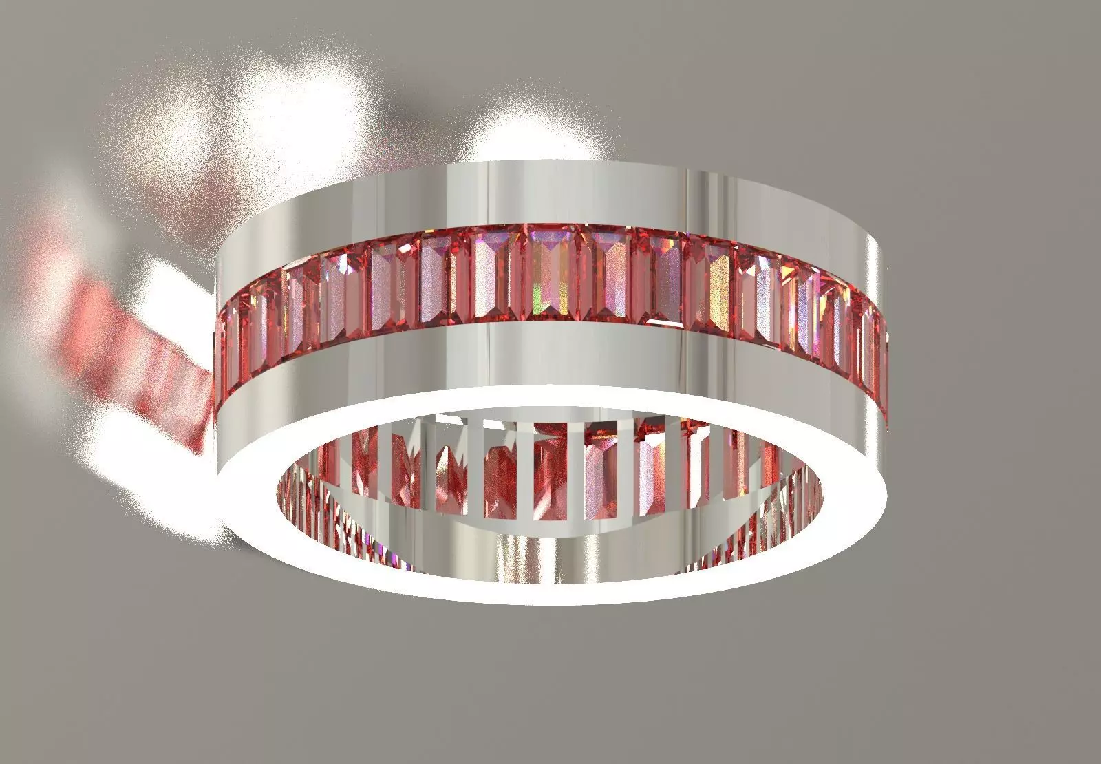 Baget Cut Diamond Eternity STL 3D Band in Gold rr0057 3D print model_13