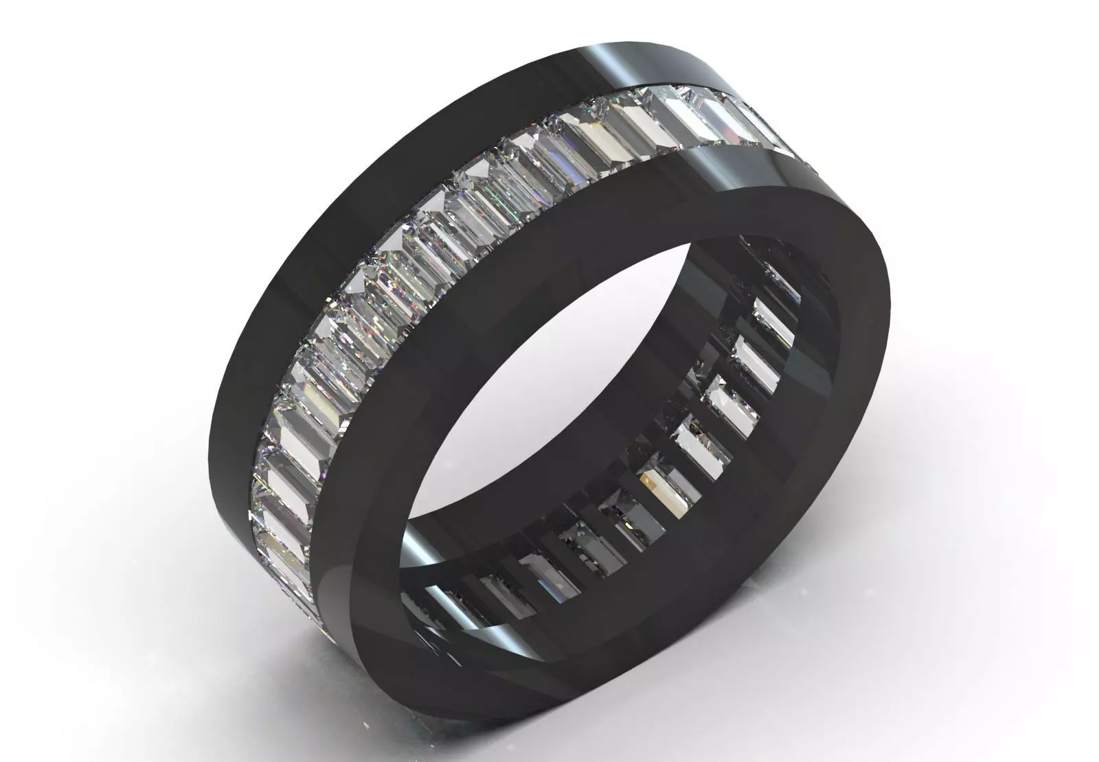 Baget Cut Diamond Eternity STL 3D Band in Gold rr0057 3D print model_14