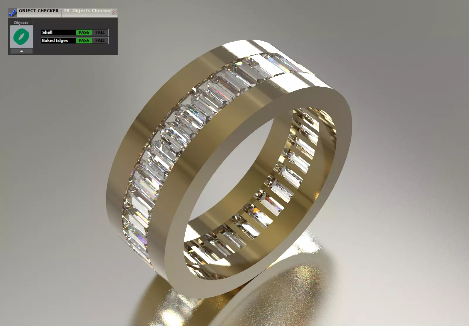 Baget Cut Diamond Eternity STL 3D Band in Gold rr0057 3D print model_0