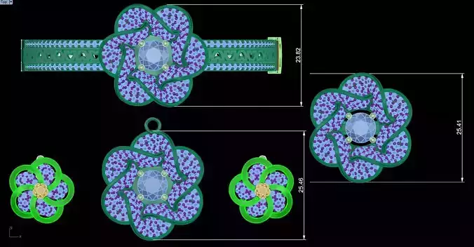 jewelry set flower full stone diamond