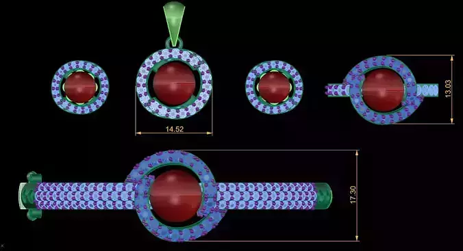 jewelry set flower full stone diamond