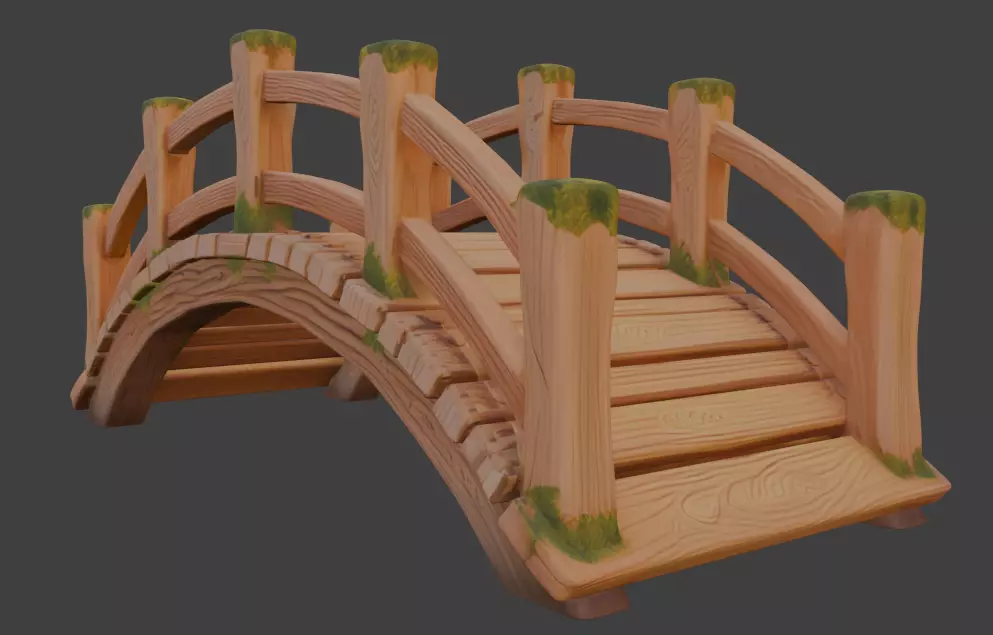 wooden bridge 3d model 3D model_2