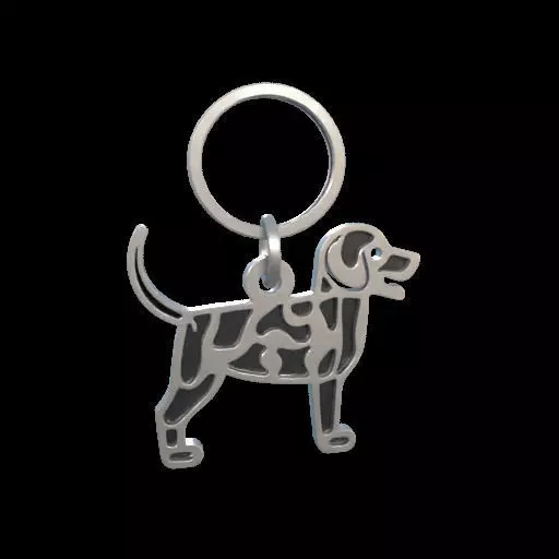 Dog Silhouette Keychain 3D print model_9