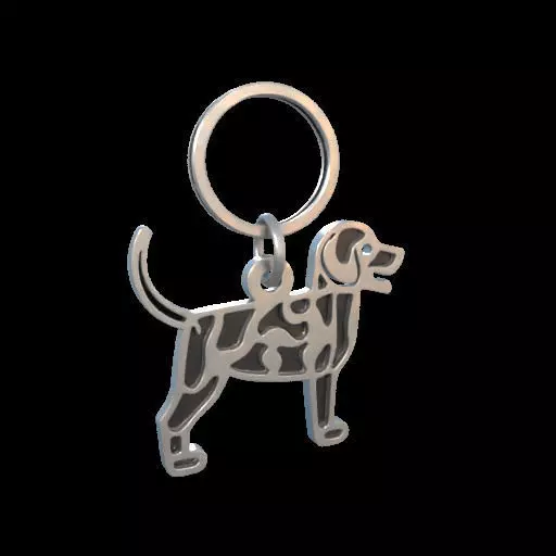 Dog Silhouette Keychain 3D print model_10