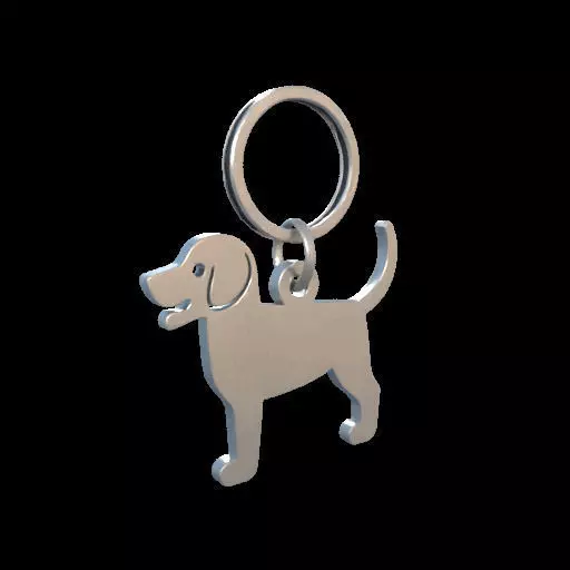 Dog Silhouette Keychain 3D print model_24