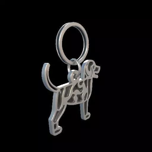 Dog Silhouette Keychain 3D print model_12