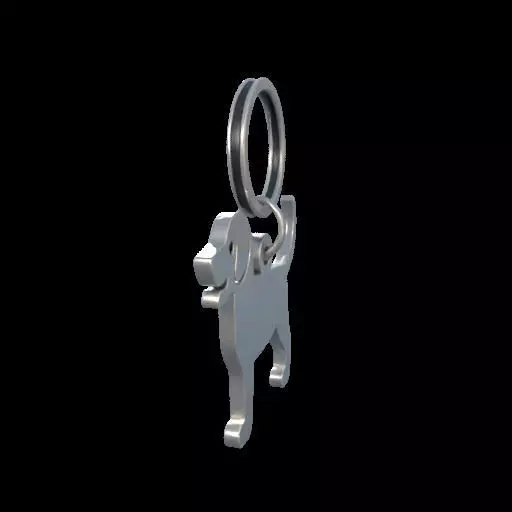 Dog Silhouette Keychain 3D print model_27