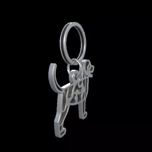 Dog Silhouette Keychain 3D print model_14