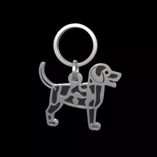 Dog Silhouette Keychain 3D print model_7