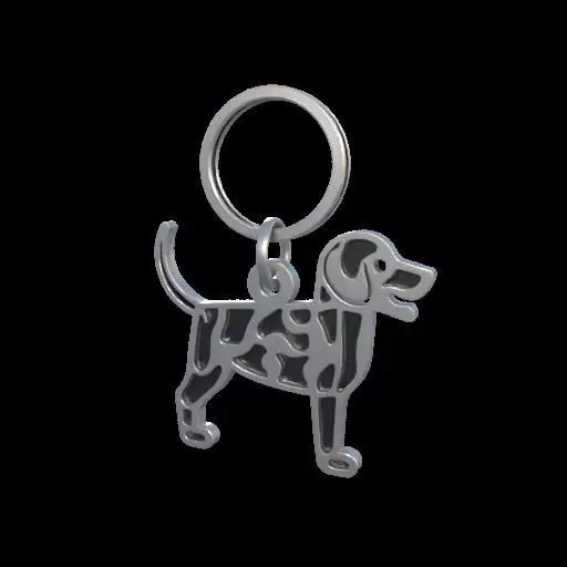 Dog Silhouette Keychain 3D print model_6