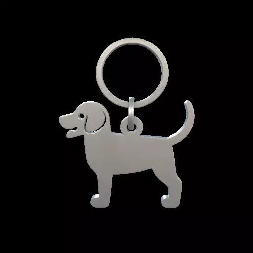 Dog Silhouette Keychain 3D print model_1