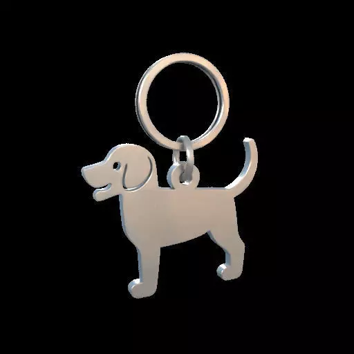 Dog Silhouette Keychain 3D print model_13