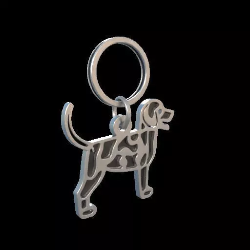 Dog Silhouette Keychain 3D print model_11