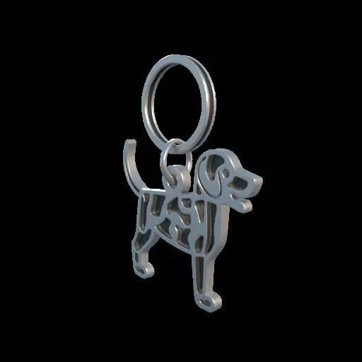 Dog Silhouette Keychain 3D print model_4