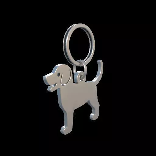 Dog Silhouette Keychain 3D print model_25