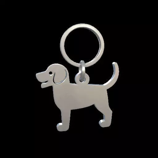 Dog Silhouette Keychain 3D print model_2