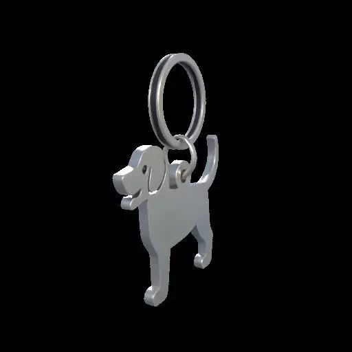 Dog Silhouette Keychain 3D print model_26