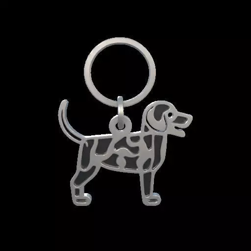 Dog Silhouette Keychain 3D print model_8