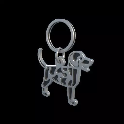 Dog Silhouette Keychain 3D print model_5