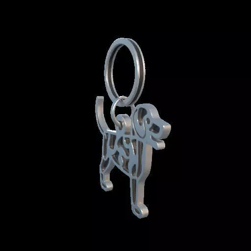 Dog Silhouette Keychain 3D print model_3