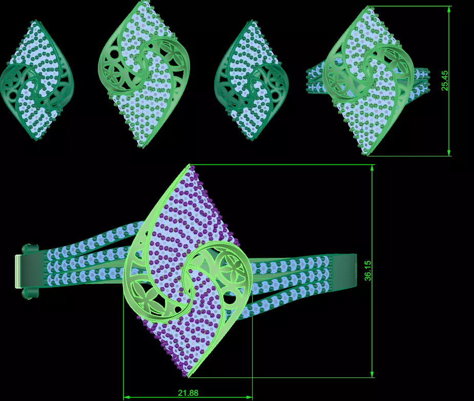 jewelry set full stone diamond 3D print model_0