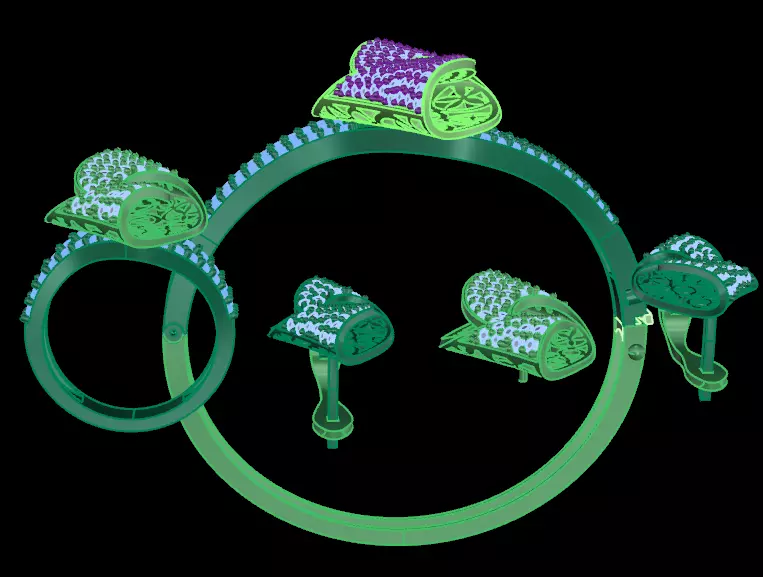 jewelry set full stone diamond 3D print model_2