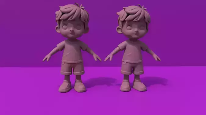 Cute Cartoon Chibi Boy Character Stylized 3D Model 