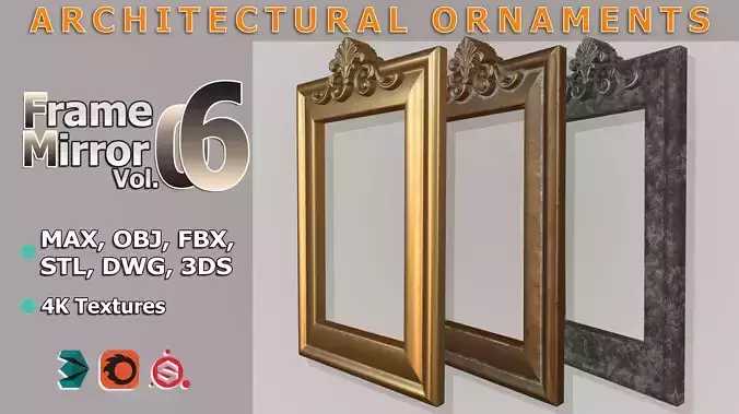 Frame Mirror Ornamental French Classic Vol 06