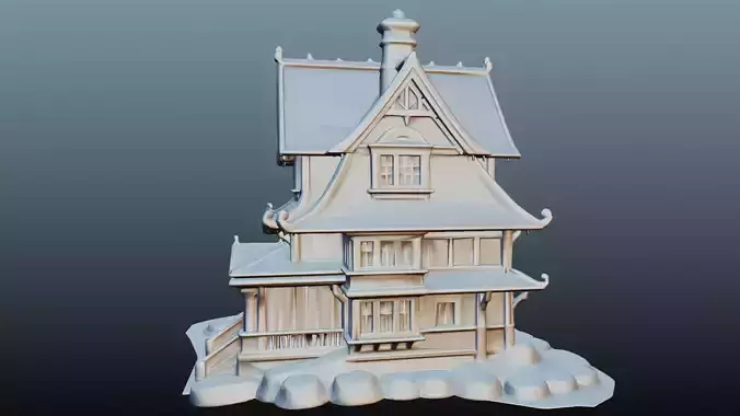 Mediaval fantasy house 3D model 7