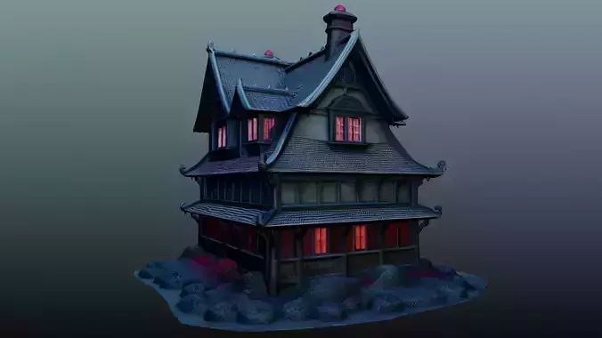 Mediaval fantasy house 3D model 4