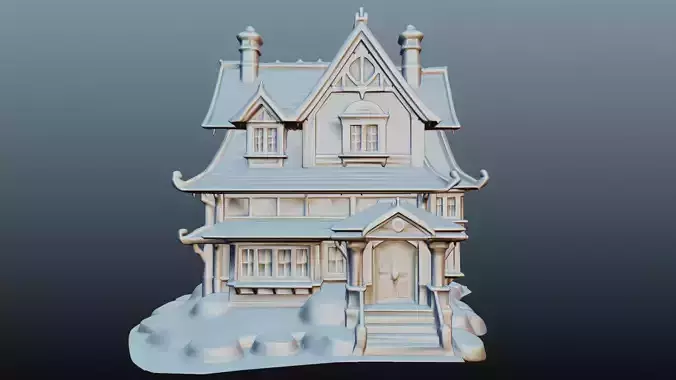Mediaval fantasy house 3D model 6