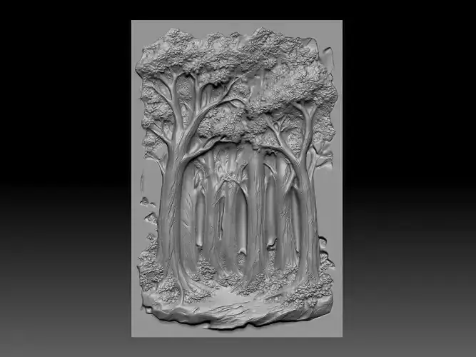 forest tree base relief cnc stl file 
