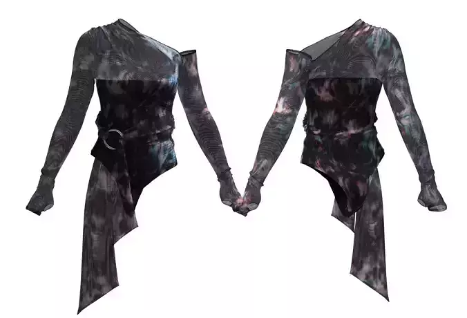 Midnight Tie-Dye One-Shoulder Bodysuit