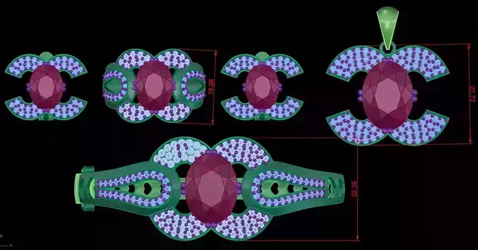 jewelry set CC full stone diamond