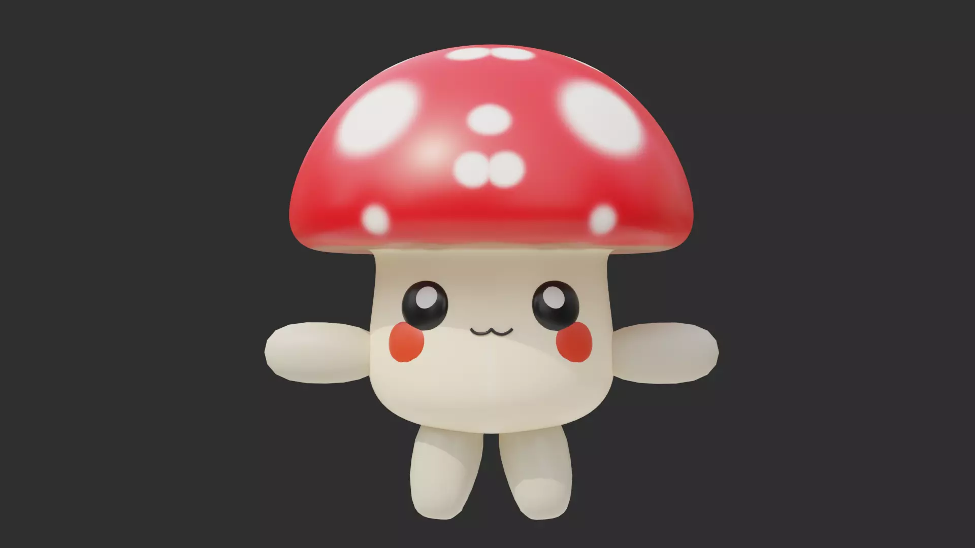 Cute cartoon mushroom Low-poly 3D model_0