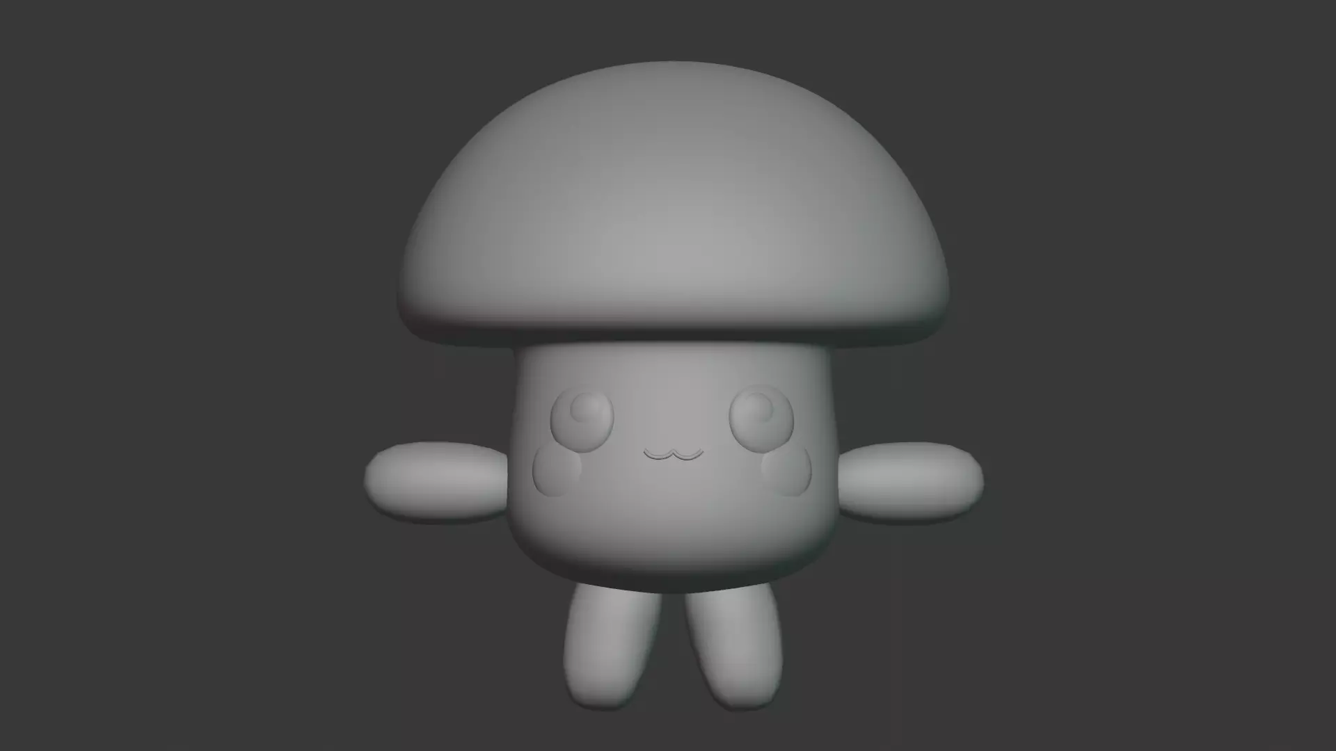 Cute cartoon mushroom Low-poly 3D model_1