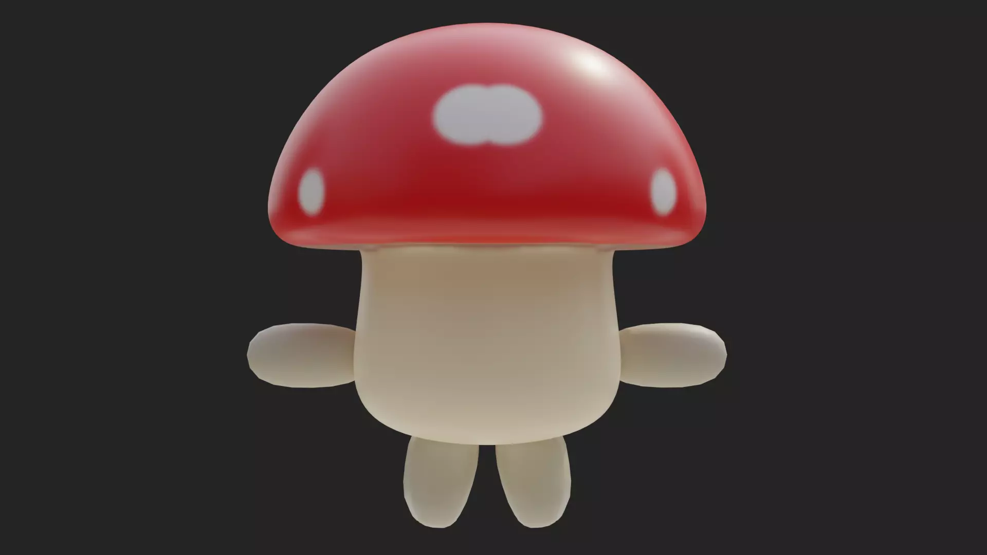 Cute cartoon mushroom Low-poly 3D model_4