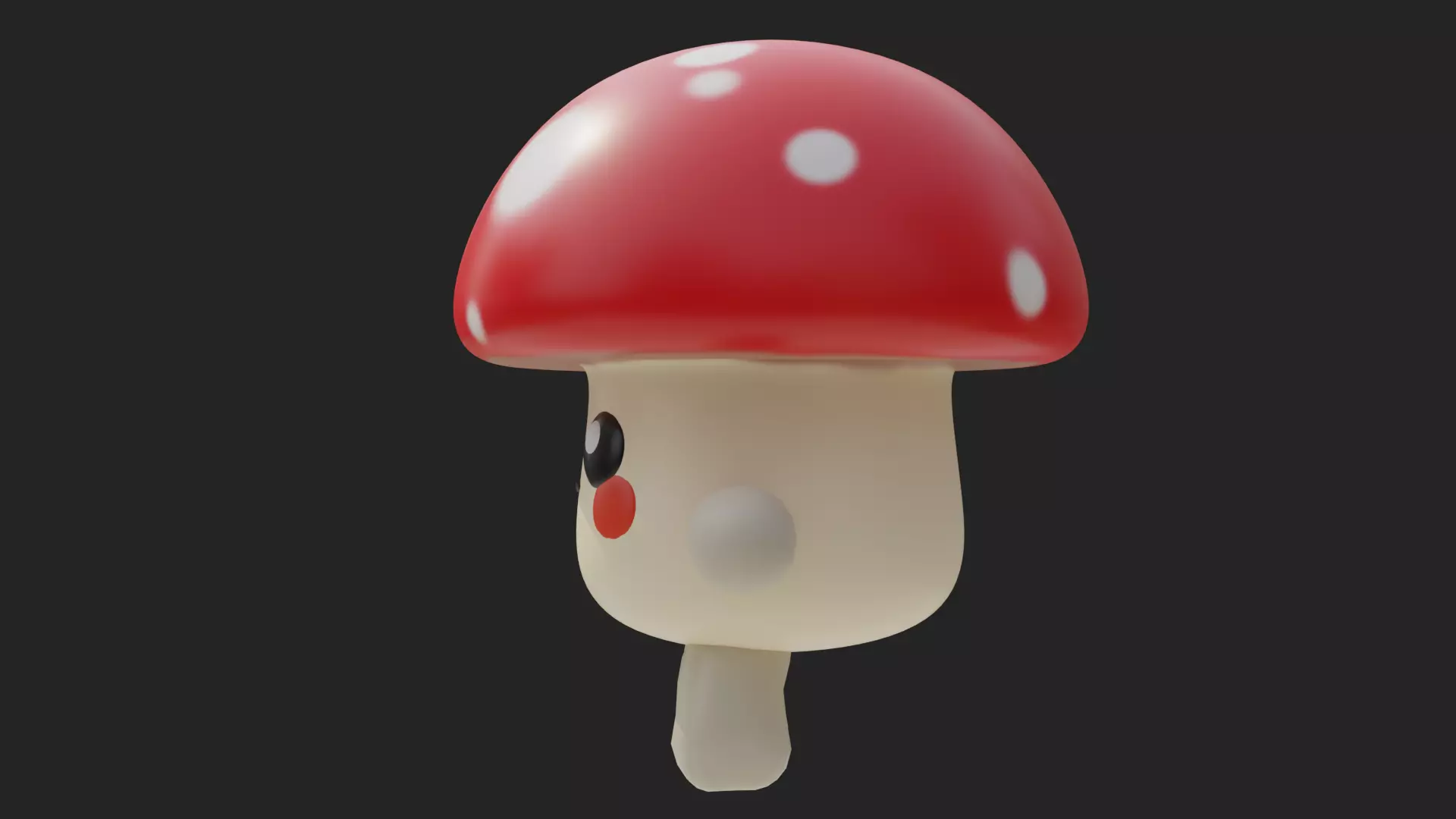 Cute cartoon mushroom Low-poly 3D model_2