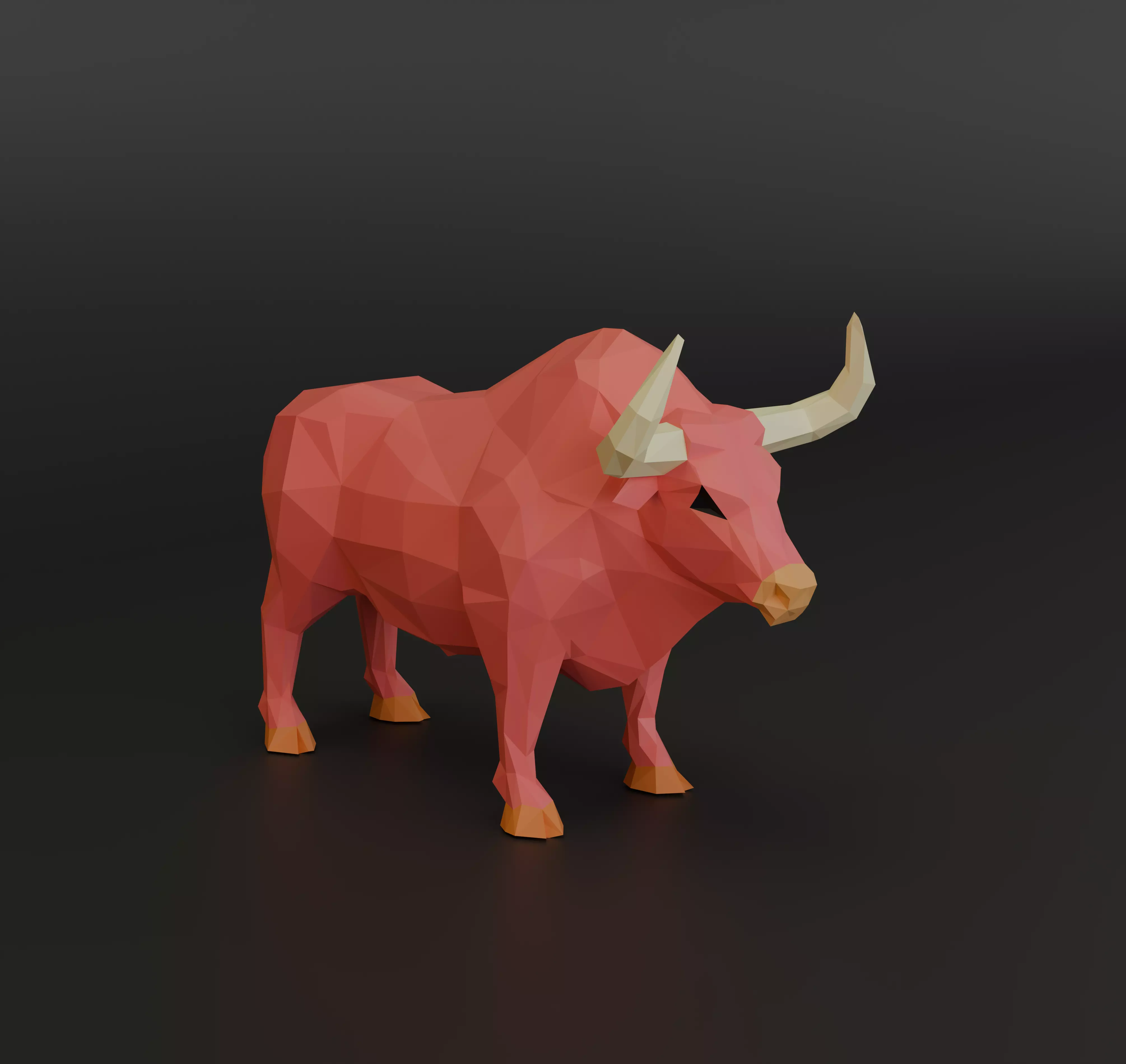 Low Poly Geometric Bull 3D Model Free 3D print model