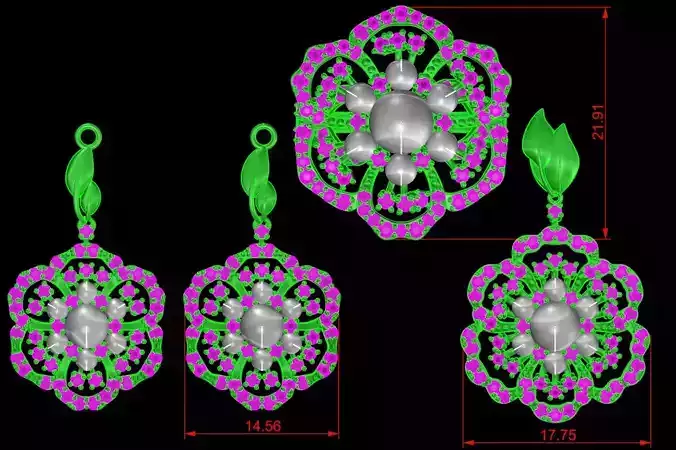 jewelry set flower full stone diamond