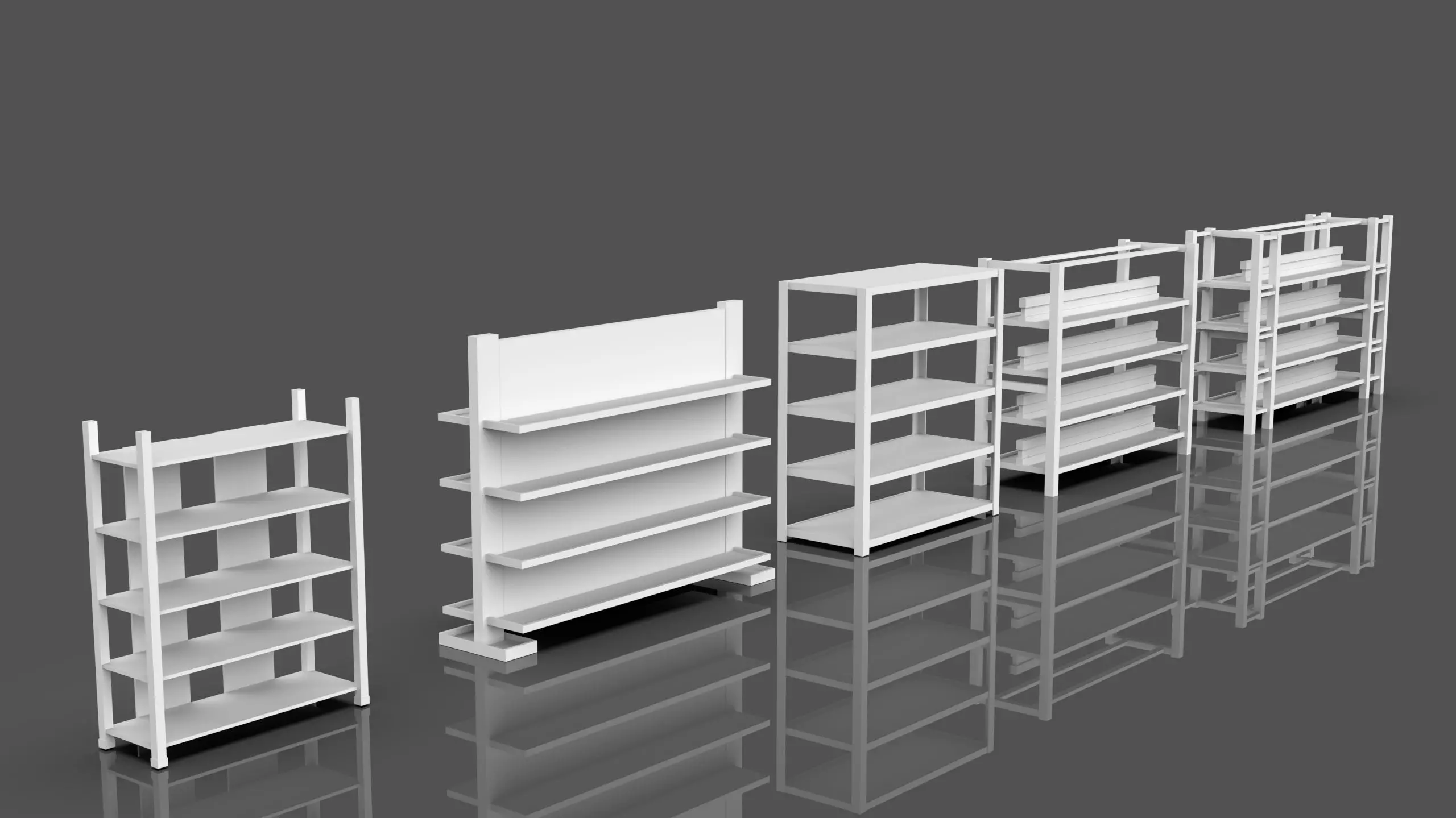 Lockers And Storage Rack Pack - 1 - 10 Props - Untextured Low-poly 3D model_8